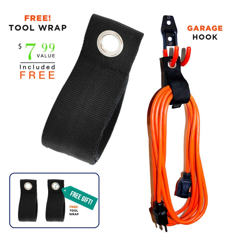 SMARTOLOGY Garage Hooks, 12 Pack Wall Storage Hanger with 2 Extension Cord Straps, Heavy Duty Tool Holder for Utilities Organization, Wall Mount Rack for Garden Lawn Tools, Ladders, Bike, Ski (Orange) - Image 3
